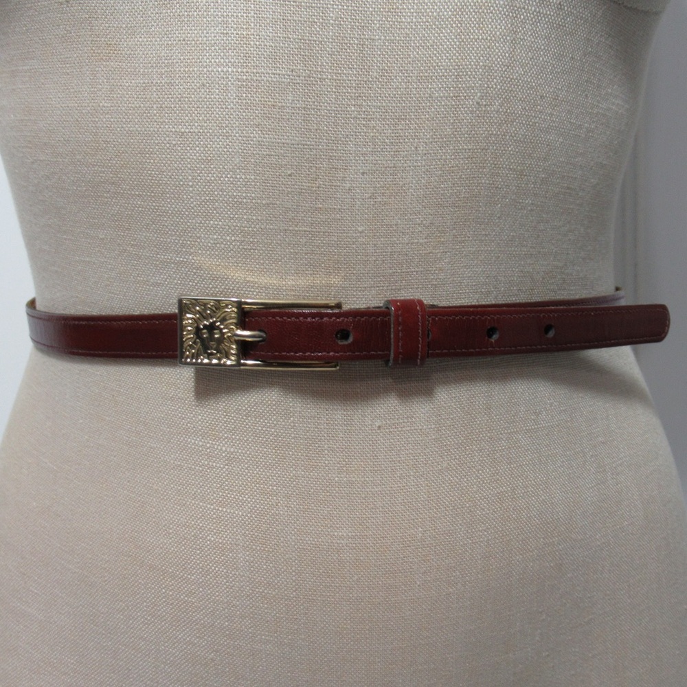 Anne Klein Vintage Leather Burgundy Skinny Belt